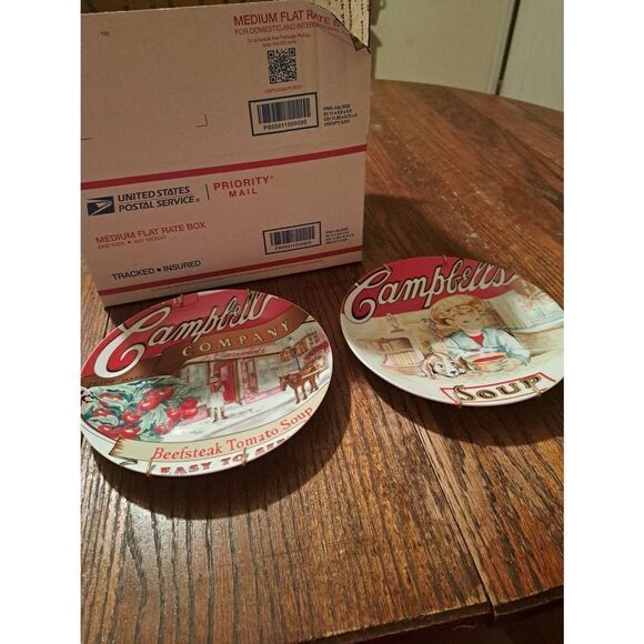 Vintage 2003 Lot 2 Campbells Collectible Advertising Collector Home Decor Plates - Picture 1 of 5